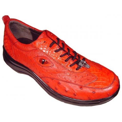 Romano "Tiger Eyes" Red Crocodile/Ostrich With Eyes Sneakers